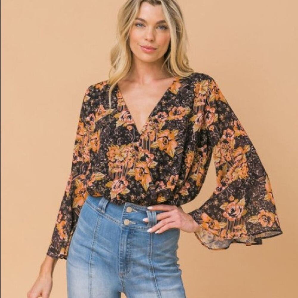 Lovecolette Floral Fairycore Whimsigoth Witchy Dark Cottagecore Bodysuit Size M